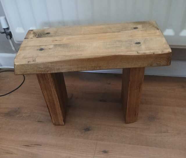 Handcrafted Rustic Wooden Step Stool Narrow Accent Table - image 1