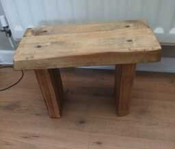 Handcrafted Rustic Wooden Step Stool Narrow Accent Table