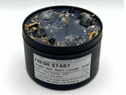 Fresh Start - Obsidian - Clear Quartz Candle Vegan Energy Clearing Ritual Renewal & Self-Love Becoming Your Best Self Christmas Gift - thumbnail 1