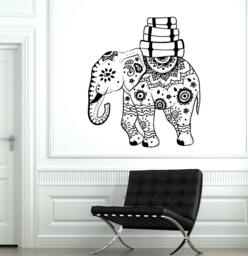 Wall Vinyl Elephant African Animal Ornament Mural Decal Sticker 1741Dz - thumbnail 1