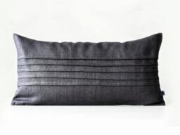 Lumbar Pillow Cover, Gray Long Lumbar, Ticking Lumbar Pillowcase, Cushion For Home Decor, Custom Size - thumbnail 1