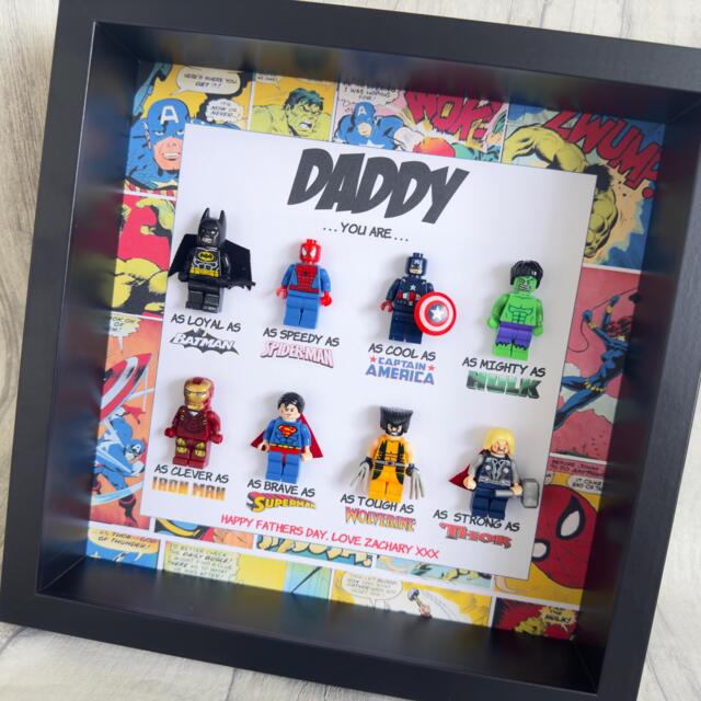 Daddy Christmas Gift Superhero Present, Handmade Box Frame, Personalised Dad, Daddy, Gifts For Him, Francais, Espanol, Italiano, Deutsche - image 1