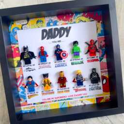 Daddy Christmas Gift Superhero Present, Handmade Box Frame, Personalised Dad, Daddy, Gifts For Him, Francais, Espanol, Italiano, Deutsche - thumbnail 2