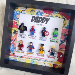 Daddy Christmas Gift Superhero Present, Handmade Box Frame, Personalised Dad, Daddy, Gifts For Him, Francais, Espanol, Italiano, Deutsche - thumbnail 1