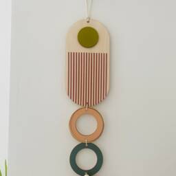Geometric Plywood Wall Art - Mid-Century Modern Tapestry - thumbnail 2