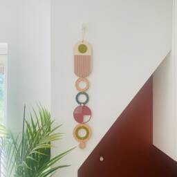 Geometric Plywood Wall Art - Mid-Century Modern Tapestry - thumbnail 4