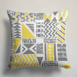 Yellow Grey Cushion Cover /Geometric Pillow Case/Flower Living Room Top /Decorative Case /Gift For Her /Cycling - thumbnail 2