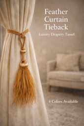 Feather Curtain Tieback Tassel - Luxury Drapery Tie Back Decorative Holdback Window Accessory 4 Colors