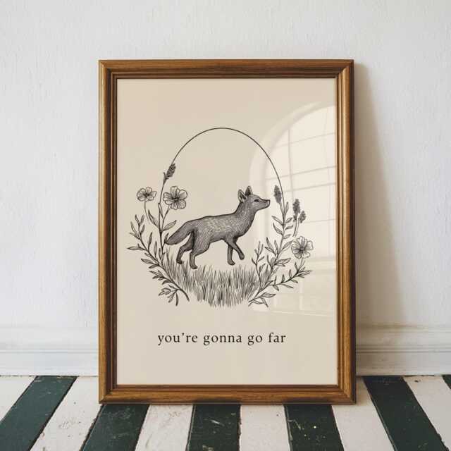 Fox Nursery Wall Art - Woodland Animal Print With Inspirational Quote Botanical Baby Room Decor - image 1