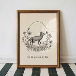 Fox Nursery Wall Art - Woodland Animal Print With Inspirational Quote Botanical Baby Room Decor - thumbnail 1