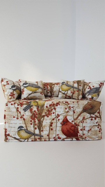 Hand-Made Cardinal & Chickadee Couch/Sofa Tissue Box Cover - Tissue Box Not Included
