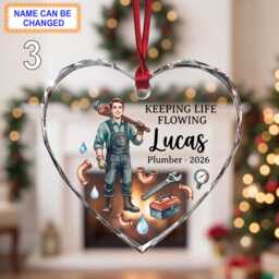 Keeping Life Flowing Christmas Glass Ornament, Custom Plumber Keepsake With Wrench, Pipes, Faucet & Essential Work Tools - thumbnail 3