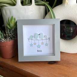 Family Christmas Seaglass Framed Gift, Sea Glass Bird Family, Baby's First Christmas, Gift - thumbnail 2