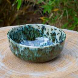 Green Jasper Stoneware Ceramic Pot. & Beige Trinket Dish. Stoneware Vase. Handmade Pottery - thumbnail 3