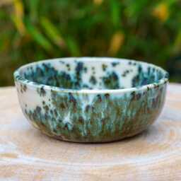 Green Jasper Stoneware Ceramic Pot. & Beige Trinket Dish. Stoneware Vase. Handmade Pottery - thumbnail 2