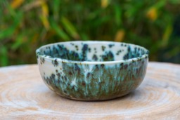 Green Jasper Stoneware Ceramic Pot. & Beige Trinket Dish. Stoneware Vase. Handmade Pottery - thumbnail 1