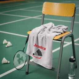 Personalised Badminton Towel - Custom Embroidered Name Or Text Gift For Players & Coaches Sports Cotton