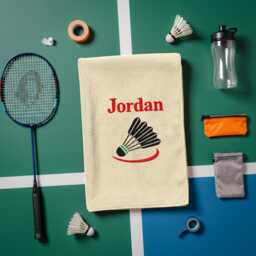 Personalised Badminton Towel - Custom Embroidered Name Or Text Gift For Players & Coaches Sports Cotton - thumbnail 2