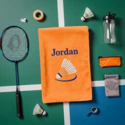 Personalised Badminton Towel - Custom Embroidered Name Or Text Gift For Players & Coaches Sports Cotton - thumbnail 3