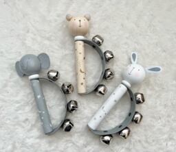 Wooden Baby Toys - Handbells Gifts For Toddlers Unisex Elephant Bear Rabbit Rattles Toy Musical Instruments - thumbnail 1