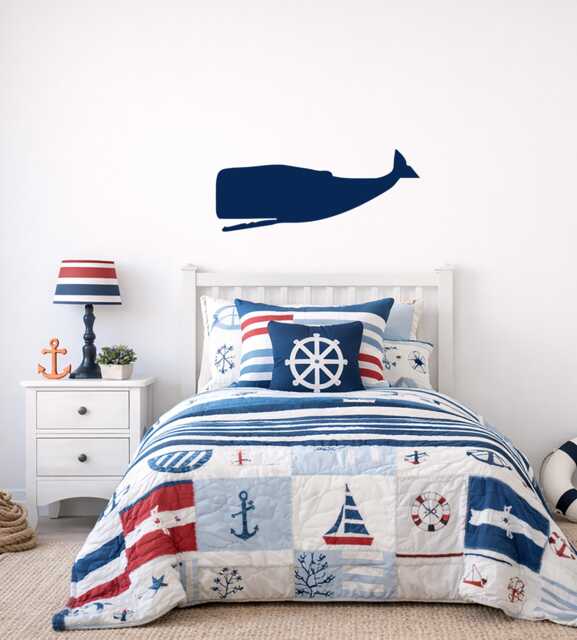 Whale Wall Decal, Nautical Nursery Art, Kids Bedroom Decor, Lakehouse - image 1
