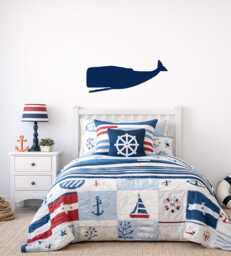 Whale Wall Decal, Nautical Nursery Art, Kids Bedroom Decor, Lakehouse - thumbnail 1