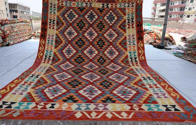 6x8 Ft Afghan Maimana Kilim Rug, Flatweave New Chubi Tribal Turkmen Oriental Rug, Vintage Rug For Bedroom, Living Room Carpet - image 1