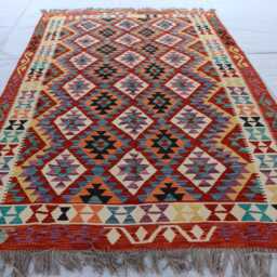 6x8 Ft Afghan Maimana Kilim Rug, Flatweave New Chubi Tribal Turkmen Oriental Rug, Vintage Rug For Bedroom, Living Room Carpet - thumbnail 2