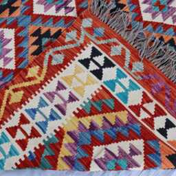 6x8 Ft Afghan Maimana Kilim Rug, Flatweave New Chubi Tribal Turkmen Oriental Rug, Vintage Rug For Bedroom, Living Room Carpet - thumbnail 4
