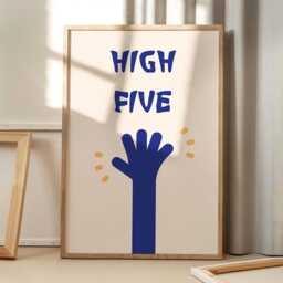 High Five Art Canvas Poster, Trendy Wall Art, Apartment Aesthetic Decor, Retro Home Printed Gift - thumbnail 1