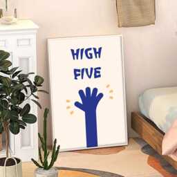 High Five Art Canvas Poster, Trendy Wall Art, Apartment Aesthetic Decor, Retro Home Printed Gift - thumbnail 3