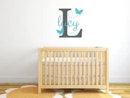 Butterfly Wall Decals, Monogram Stickers, Personalized Baby Gifts, Girls Bedroom Decor, Nursery Decals Db310 - thumbnail 1