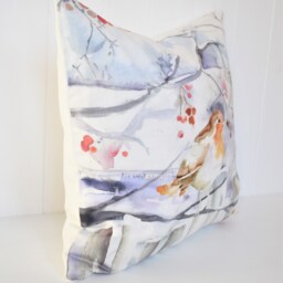 Handmade Winter Robin Cushion Voyage Maison Watercolor Print, Laura Ashley Back - thumbnail 2
