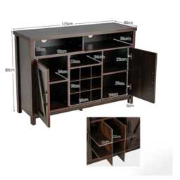 Farmhouse Buffet Cabinet Rustic Sideboard With 9-Bottle Wine Rack, Adjustable Shelves - thumbnail 4