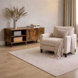 Retro Tv Console 140cm Rustic Brown Stand Cabinet With 2 Doors & Adjustable Shelves - thumbnail 3