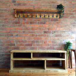 Handmade Pine Hallway Storage Bench & Coat Rack Victorian Style - thumbnail 2