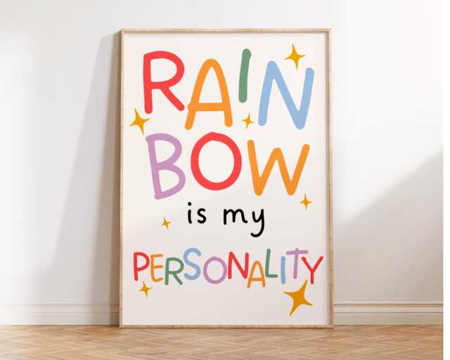 Rainbow Is My Personality Print - Kids Bedroom Girl Boy Poster Positive Quotes Playroom Nursery Affirmation - image 1