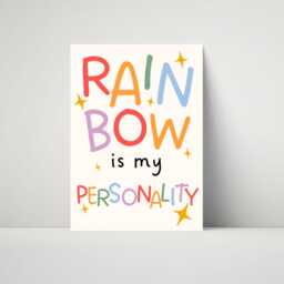 Rainbow Is My Personality Print - Kids Bedroom Girl Boy Poster Positive Quotes Playroom Nursery Affirmation - thumbnail 2