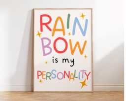 Rainbow Is My Personality Print - Kids Bedroom Girl Boy Poster Positive Quotes Playroom Nursery Affirmation - thumbnail 1