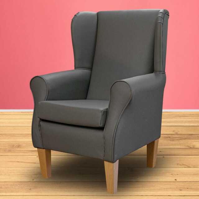 Faux Leather Wingback Armchair Luxury Fireside Accent Chair - image 1