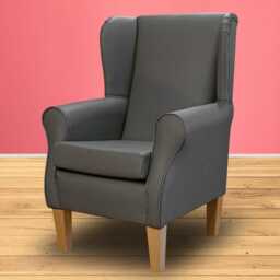 Faux Leather Wingback Armchair Luxury Fireside Accent Chair