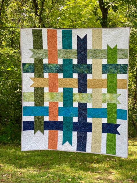Handmade Ribbon Quilt Custom Cotton Throw Lap Size in Your Choice Of Colors - image 1