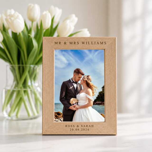 Personalised Mr & Mrs Wedding Frame, Custom Photo Newlywed Gift, Bride Groom Keepsake, Gift - image 1