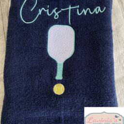 Personalised Pickleball Towel, Embroidered Paddle & Ball, Custom Name Gift - thumbnail 2