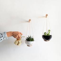 Two Mini Succulent Planters , Small Wall Planter, Plant Hanger, Hanging, Cactus Hanger - thumbnail 1