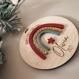 Baby First Christmas Rainbow Wood & Acrylic Ornament - thumbnail 3