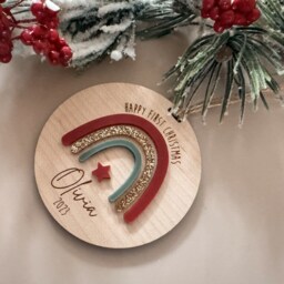 Baby First Christmas Rainbow Wood & Acrylic Ornament - thumbnail 2
