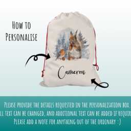Personalised Large Christmas Sack Robin & Squirrel Design Xmas Stocking Gift Rudolph Red Drawstring Decoration Sk073 - thumbnail 3