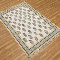 6x8 4x20 10x10 Feet Handmade Yellow Beige Rug Block Printed Area Kilim Square Flatweave Floor Carpet Large Living Room - thumbnail 3