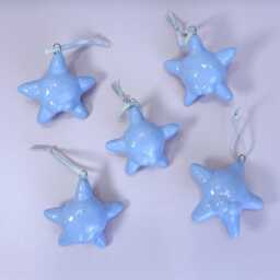 Handmade Ceramic Christmas Ornaments - Set Of 5 Funny Star Ornaments, Whimsical Faces & Butts, Unique Holiday Tree Decor - thumbnail 3